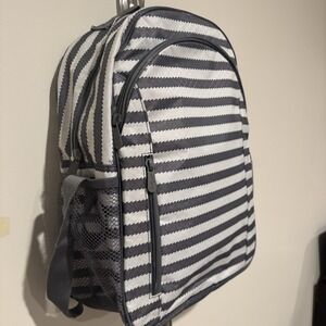 Thirty-One Gray Wave Backpack Gray White Striped 31